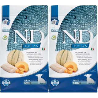 FARMINA N&amp,D Ocean Dog Puppy Mini Kabeljau, Kürbis &amp, Cantaloupe Melone für Welpen und trächtige Hündinnen 2x2,5 kg