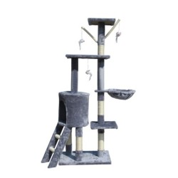 KATIDO Katzen-Spielplatz Kratzbaum 138 cm grau-blau