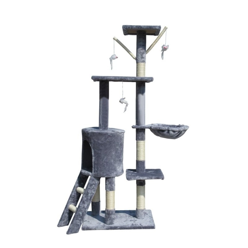 KATIDO Katzen-Spielplatz Kratzbaum 138 cm grau-blau