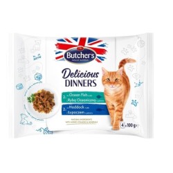 BUTCHER'S Gelee-Stücke für ausgewachsene Katzen 4x100g mit Meeresfisch, mit Schellfisch