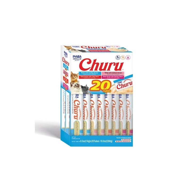 INABA Churu Varieties Tuna&amp,Seafood 20x14g Thunfisch und Meeresfrüchte für die Katze