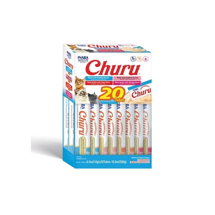 INABA Churu Varieties Tuna&amp,Seafood 20x14g Thunfisch und Meeresfrüchte für die Katze