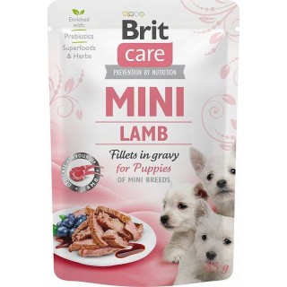 BRIT CARE Mini Puppy Pouch Lamb 24x85g mit Lammfleisch für Welpen kleiner Rassen