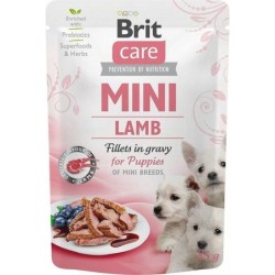 BRIT CARE Mini Puppy Pouch Lamb 24x85g mit Lammfleisch für Welpen kleiner Rassen