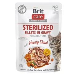 BRIT CARE Fillets in Gravy Pouch Sterilized Hearty Duck 24x85g mit Ente für sterilisierte Katzen