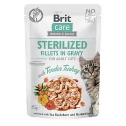 BRIT CARE Fillets in Gravy Pouch Sterilized Tender Turkey 24x85g mit Truthahn für sterilisierte Katzen