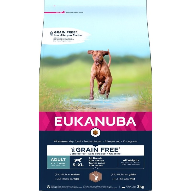 EUKANUBA Grain Free S-XL Adult Wild 3 kg für erwachsene Hunde