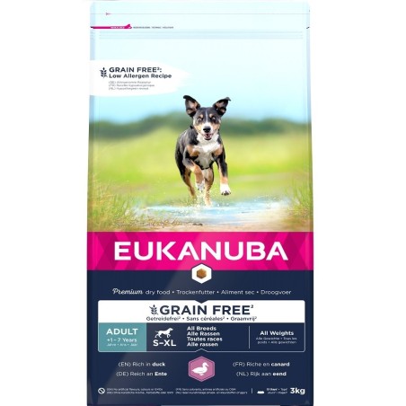 EUKANUBA Grain Free S-XL Adult Ente 3 kg für erwachsene Hunde