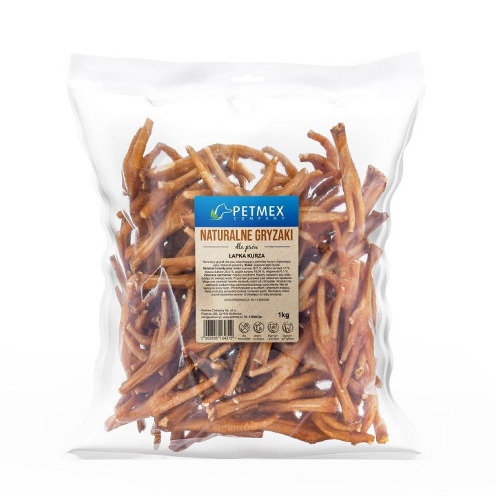 PETMEX Hühnerpfote 1kg natürlicher Hundekauartikel
