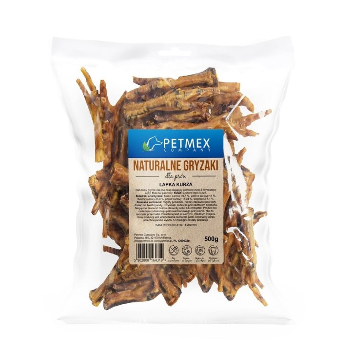 PETMEX Hühnerpfote 500g natürlicher Kauartikel für Hunde