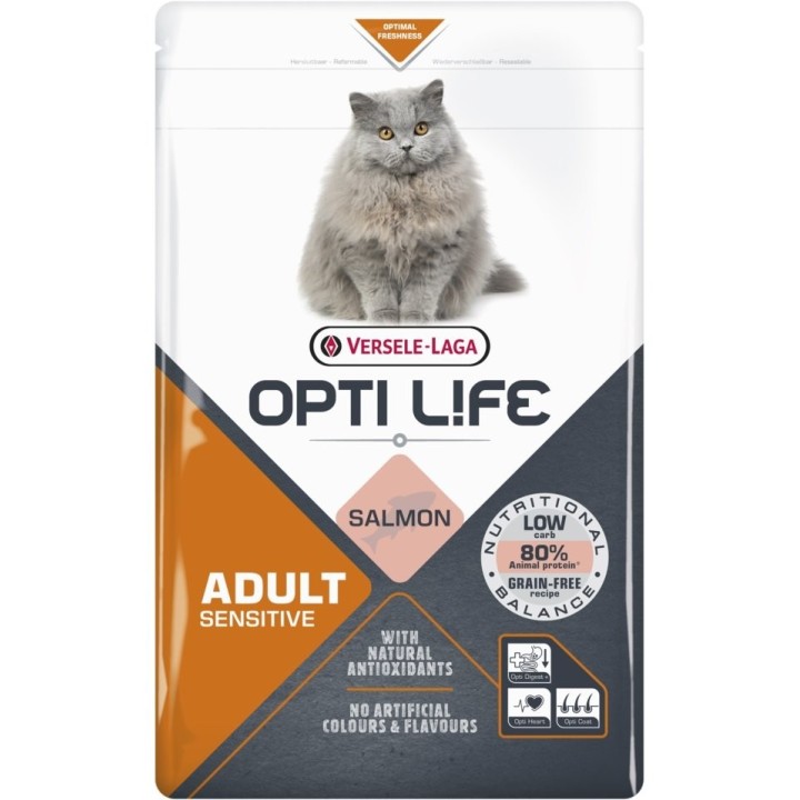 VERSELE-LAGA Opti Life Cat Adult Sensitive Salmon 1 kg für empfindliche erwachsene Katzen