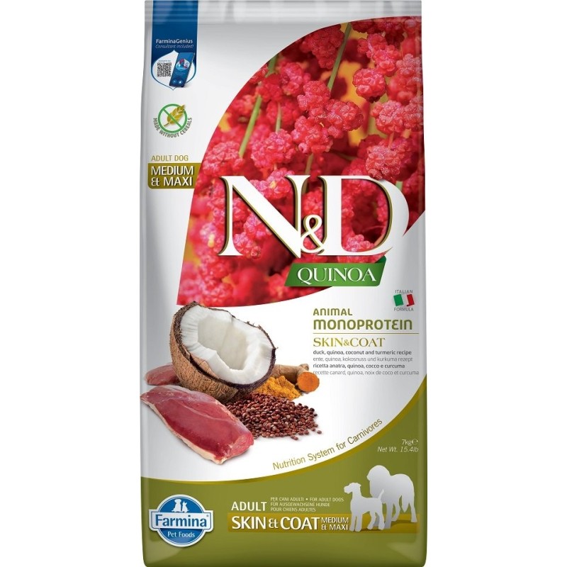 FARMINA N&amp,D Quinoa Dog Skin&amp,Coat Duck&amp,Coconut Adult Medium&amp,Maxi 7 kg