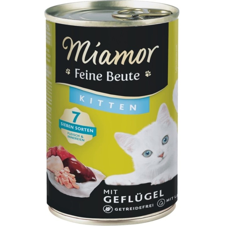 MIAMOR Feine Beute Kitten Poultry mit Geflügel für Kätzchen 12x400g