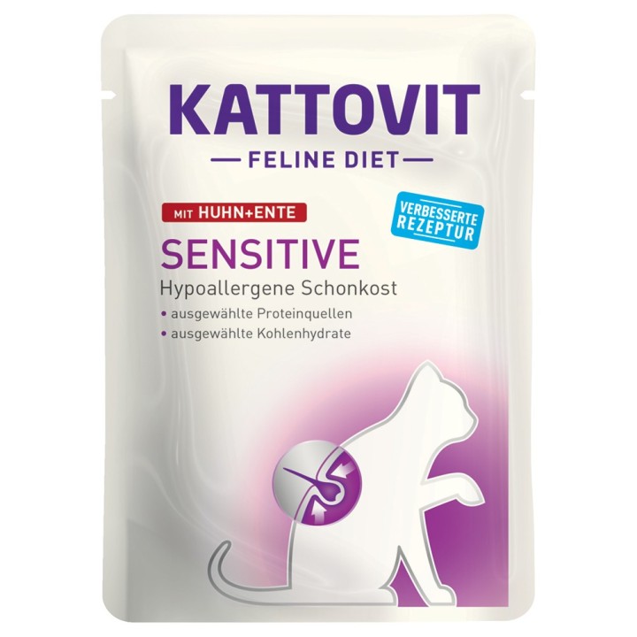 Kattovit Sensitive Pouches 24 x 85 g - Huhn & Ente