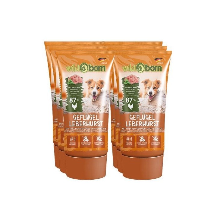 Wildborn Premium Geflügel-Leberwurst aus der Tube 12 x 75 g