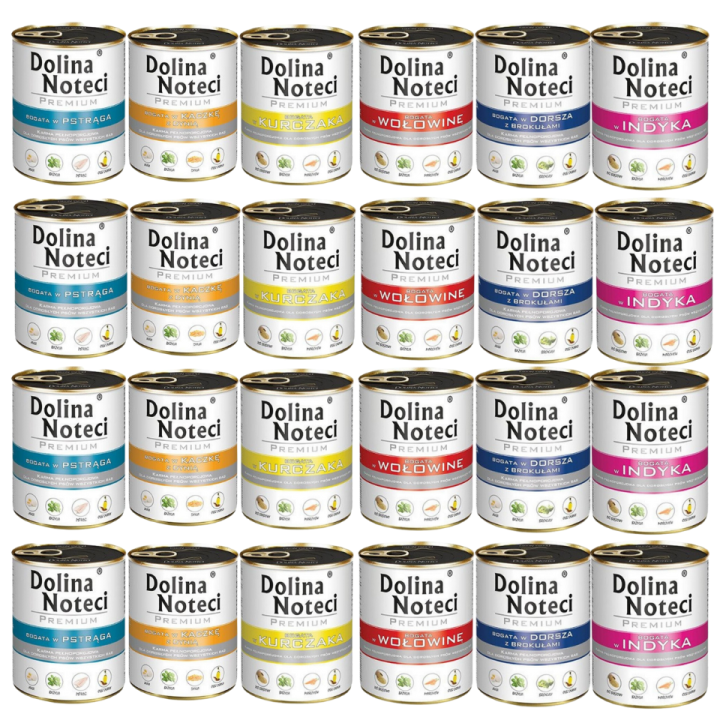 DOLINA NOTECI Premium MIX Geschmacksrichtungen für Hunde 24x800g