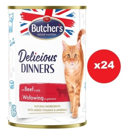 BUTCHER'S Delicious Dinners, Nassfutter mit Rind in Gelee 24 x 400g