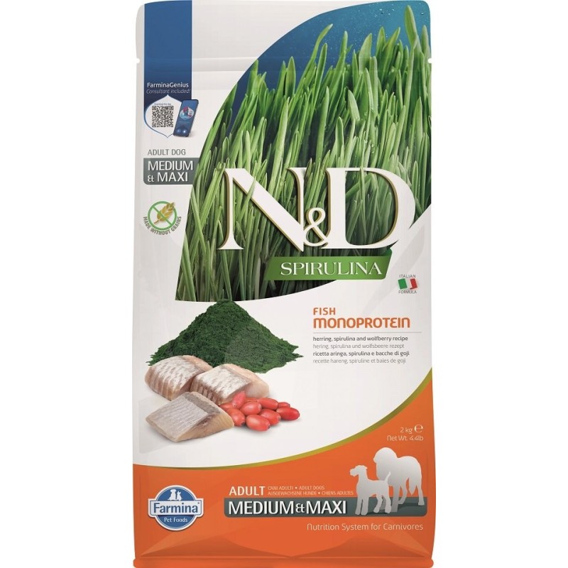 FARMINA N&amp,D Spirulina Adult Medium&amp,Maxi Herring &amp, Wolfberry 2 kg