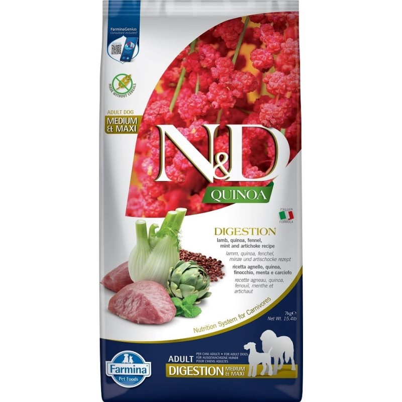 FARMINA N&amp,D Quinoa Dog Adult Medium&amp,Maxi Digestion Lamb &amp, Fennel 7 kg