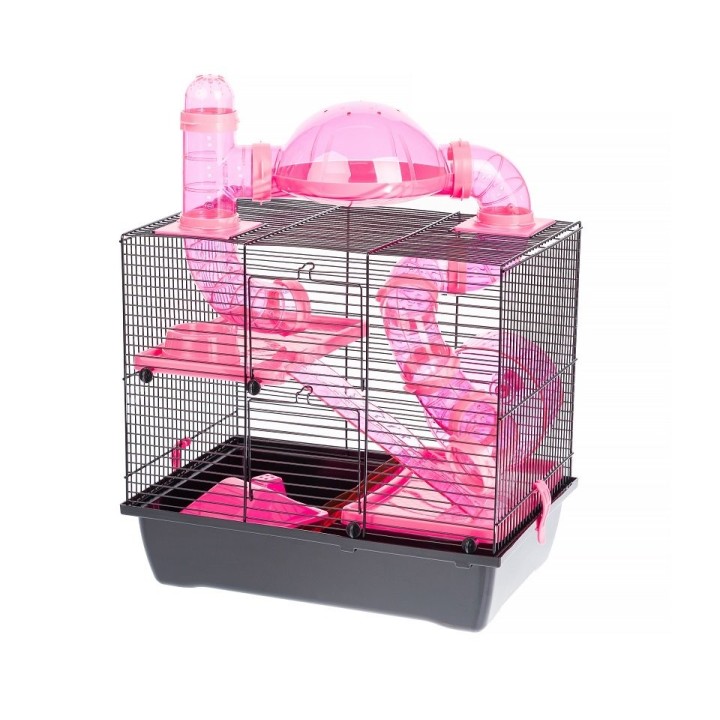 INTERZOO Rocky + Terrace Hamsterkäfig 42 cm rosa