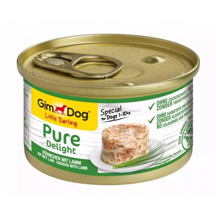 GIMDOG Pure Delight Chicken&amp,Lamb 85 g Huhn und Lamm für ausgewachsene Hunde kleiner Rassen