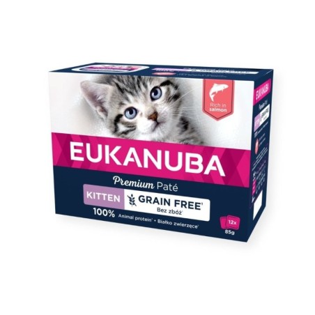 EUKANUBA Grain Free Kitten Kätzchenpastete mit Lachs 12 x 85 g