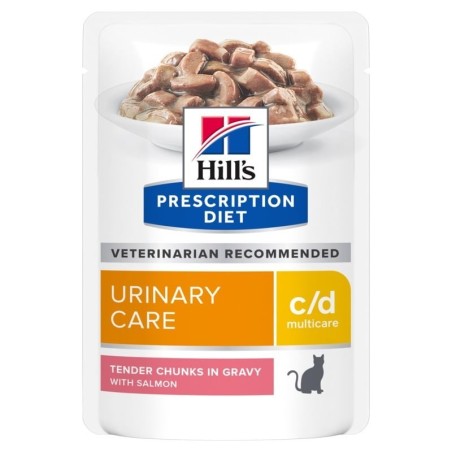 HILL'S Prescription Diet Feline C/D Multicare Urinary care mit Lachs 12x85g in Tütchen