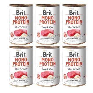 BRIT Mono Protein Beef &amp, Rice 6x400 g Monoprotein-Lebensmittel Rindfleisch und Reis