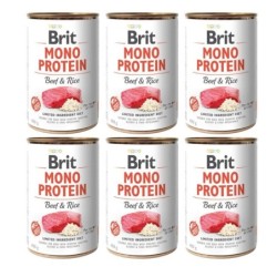 BRIT Mono Protein Beef &amp, Rice 6x400 g Monoprotein-Lebensmittel Rindfleisch und Reis