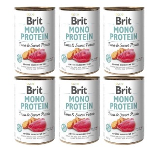 BRIT Mono Protein Tuna &amp, Sweet Potato 6x400 g Monoprotein-Nahrungsmittel Thunfisch und Süßkartoffel