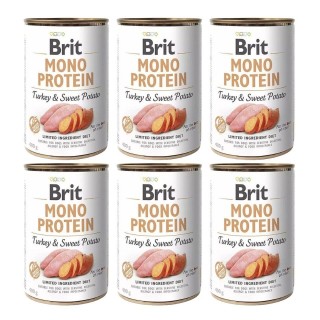 BRIT Mono Protein Turkey &amp, Sweet Potato 6x400 g Monoprotein-Nahrung Pute und Süßkartoffel