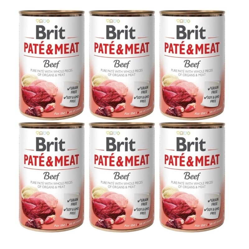 BRIT Pate&amp,Meat beef 6 x 400 g Rinderpastete für Hunde