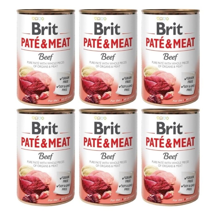 BRIT Pate&amp,Meat beef 6 x 400 g Rinderpastete für Hunde
