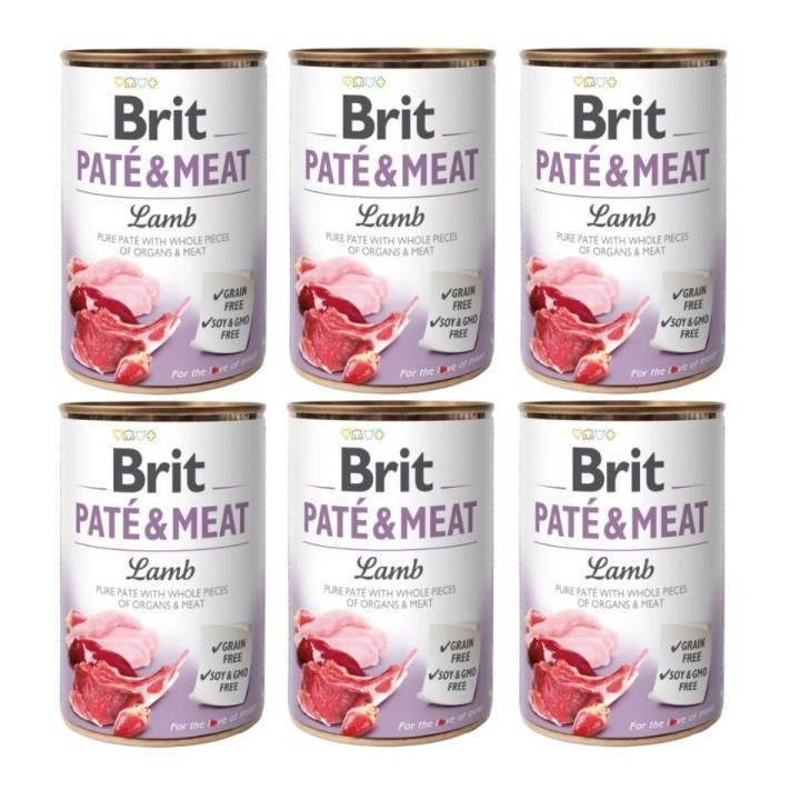 BRIT Pate&amp,Meat lamb 6 x 400 g Pastete mit Lammfleisch für Hunde