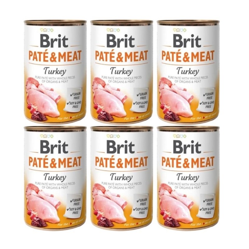 BRIT Pate&amp,Meat turkey 6 x 400 g Truthahnpastete für Hunde