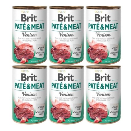 BRIT Pate&amp,Meat venison 6x400 g Pastete mit Wildfleisch für Hunde