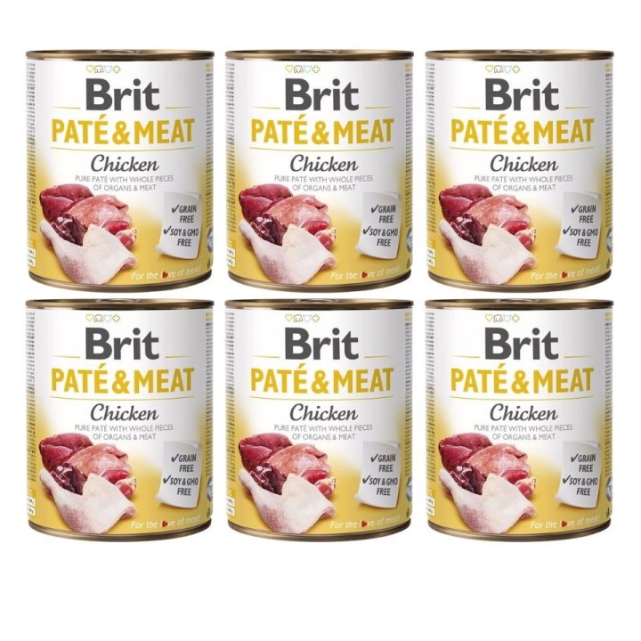 BRIT Pate&amp,Meat chicken 6 x 800 g Hühnerpastete für Hunde