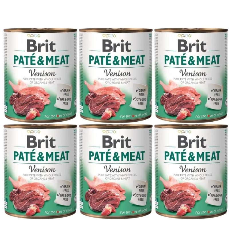 BRIT Pate&amp,Meat venison 6 x 800 g Pastete mit Wildfleisch für Hunde