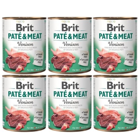 BRIT Pate&amp,Meat venison 6 x 800 g Pastete mit Wildfleisch für Hunde