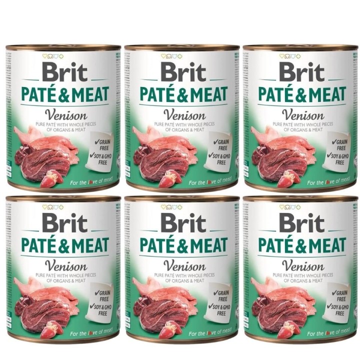 BRIT Pate&amp,Meat venison 6 x 800 g Pastete mit Wildfleisch für Hunde