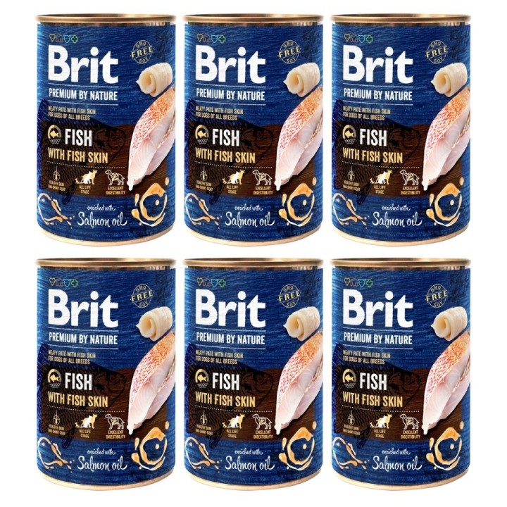 BRIT Premium by Nature Fish&amp,Fish Skin 6 x 400 g Fisch und Fischhaut natürliches Hundefutter