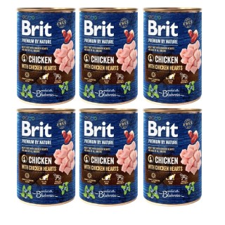 BRIT Premium by Nature Chicken and hearts 6x400 g Huhn und Herzen natürliches Hundefutter