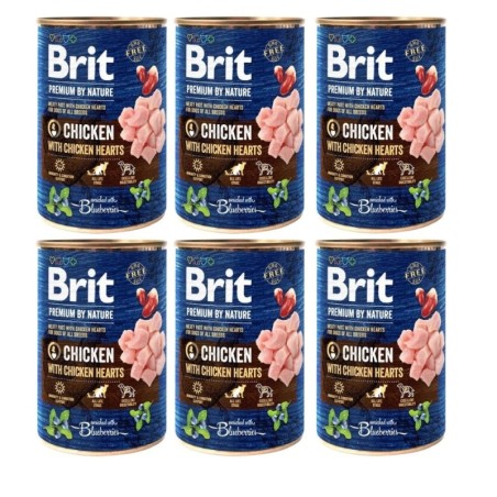 BRIT Premium by Nature Chicken and hearts 6x400 g Huhn und Herzen natürliches Hundefutter