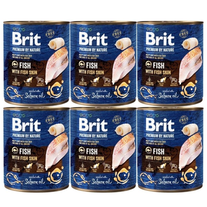 BRIT Premium by Nature Fish&amp,Fish Skin 6x800 g Fisch und Fischhaut natürliches Hundefutter