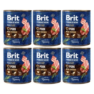 BRIT Premium by Nature 6x800 g Natürliches Hundefutter aus Schweinefleisch und Speiseröhre
