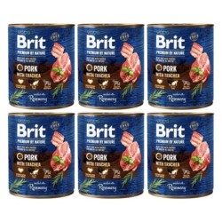 BRIT Premium by Nature 6x800 g Natürliches Hundefutter aus Schweinefleisch und Speiseröhre