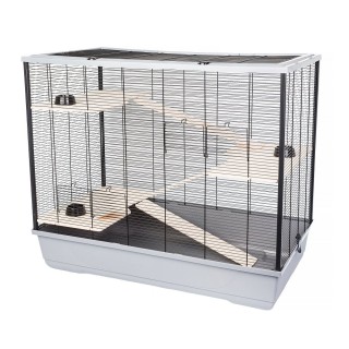 INTERZOO FREDDIE + WOOD Nagetierkäfig 100 cm grau