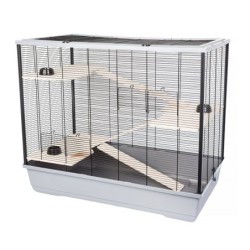 INTERZOO FREDDIE + WOOD Nagetierkäfig 100 cm grau