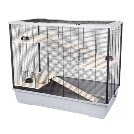 INTERZOO FREDDIE + WOOD Nagetierkäfig 100 cm grau