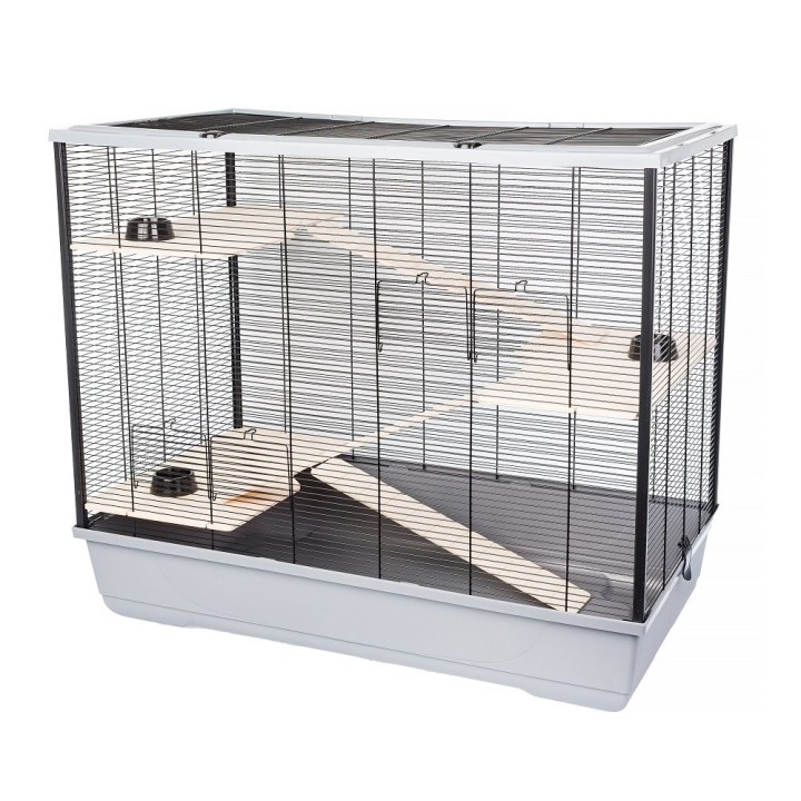 INTERZOO FREDDIE + WOOD Nagetierkäfig 100 cm grau
